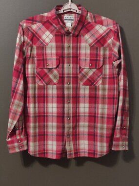 Ariat Honor Retro Fit Snap Down Long Sleeve Plaid Flannel Shirt US XL